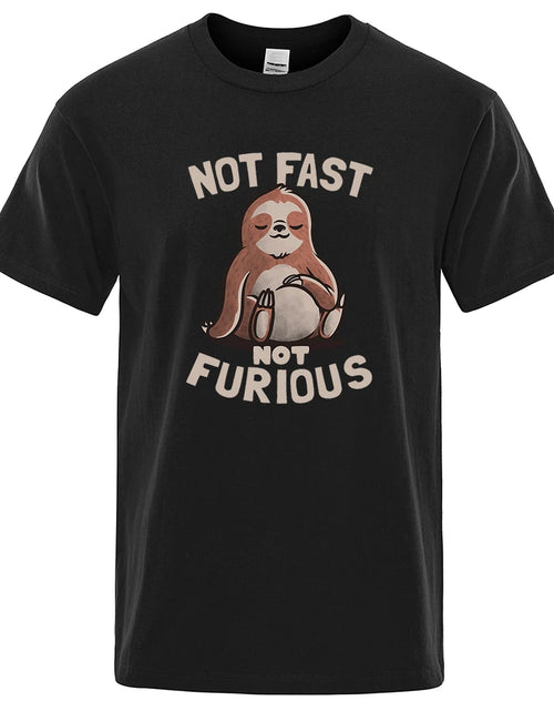 Load image into Gallery viewer, Not Fast Not Furious Kawaii Sloth Print Clothing Men Street Oversized T Shirts Breathable Cotton Streetwear Creativity T-Shirt
